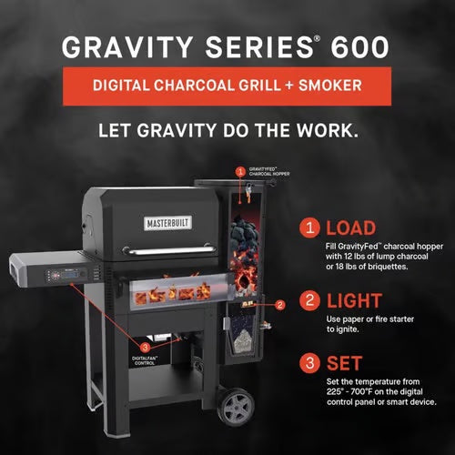 Masterbuilt Gravity Series 600 Digital Charcoal Grill + Smoker