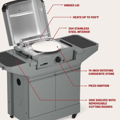 Tytus Emberwood Propane Pizza Oven with Grill & Prep Cart